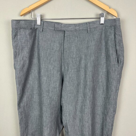 Banana Republic Modern Slim Fit Pants Mens 38x30.5 Gray 100% Linen Chino - Picture 2 of 12